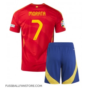 Spanien Alvaro Morata #7 Replik Heimtrikot Kinder EM 2024 Kurzarm (+ Kurze Hosen)